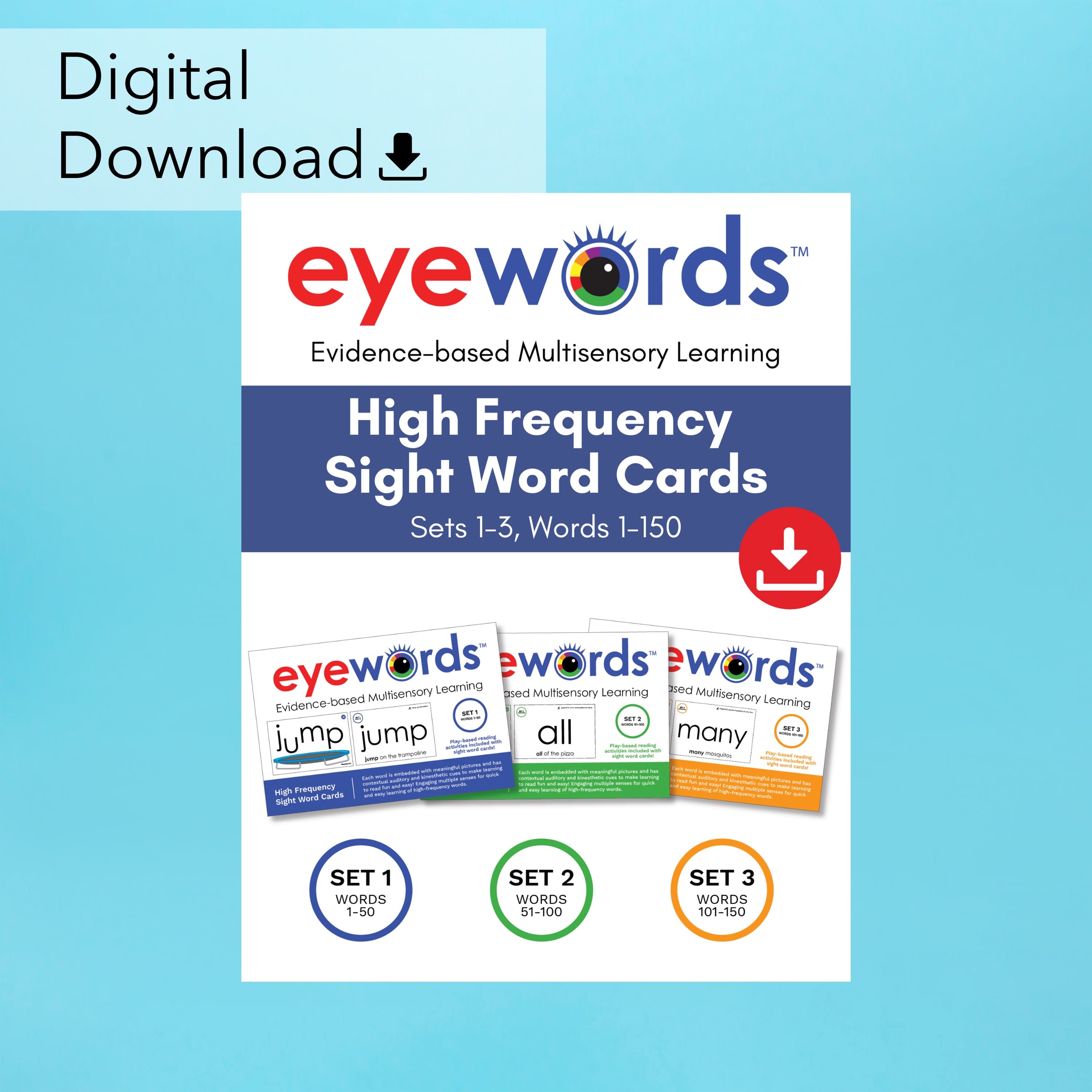 Multisensory Sight Word Cards Bundle, Sets #1-3, Words 1-150 (Digital  Download)